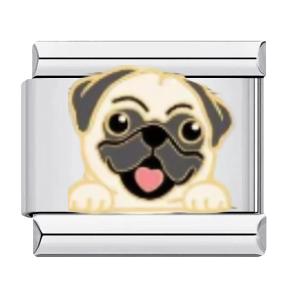 Wholesale Dog Pattern Italian Charms Bracelet Original Design Titanium Steel DIY Jewelry Accessory Gift