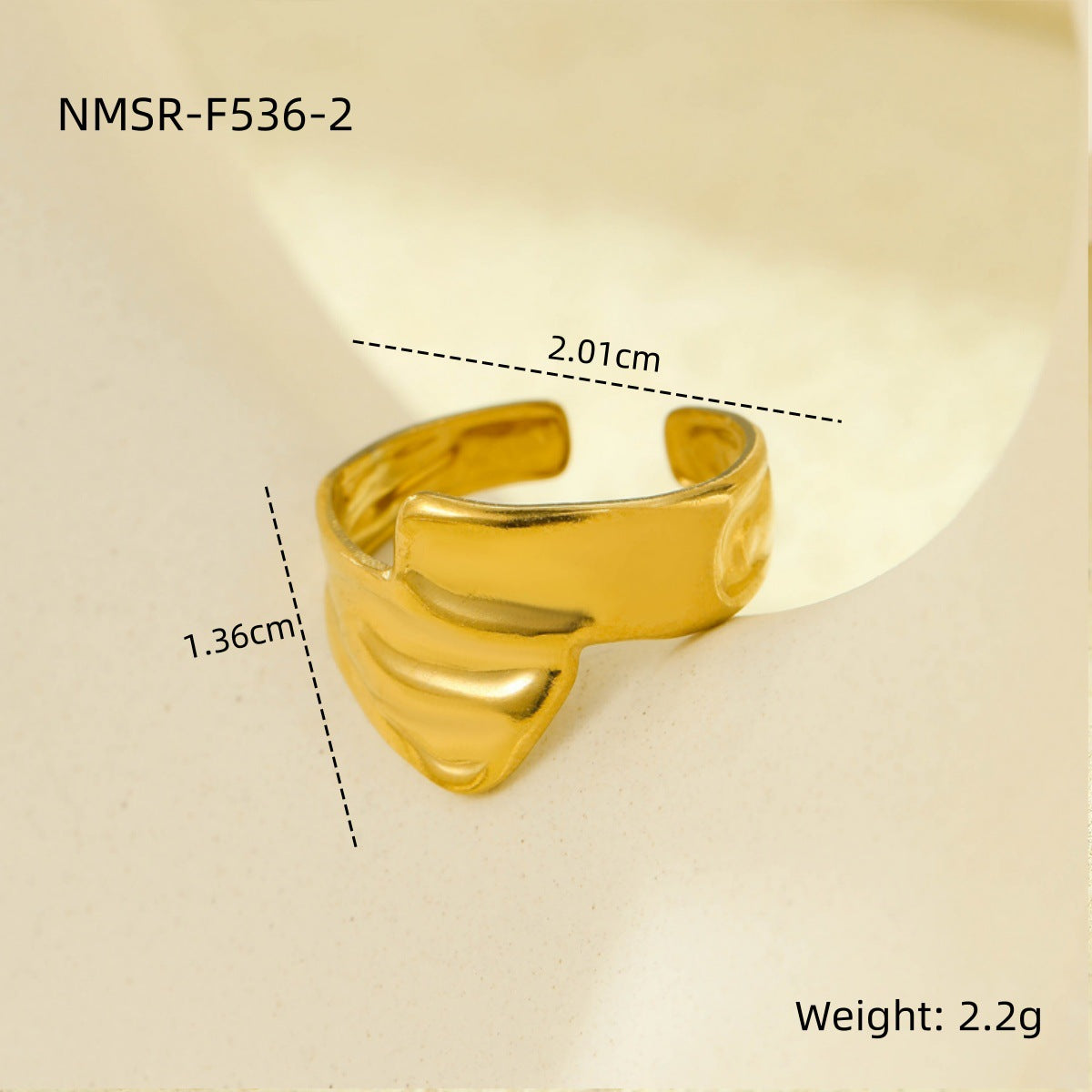 Wholesale stainless steel open ring 18K gold non-fading multi-layer geometric hollow  ring