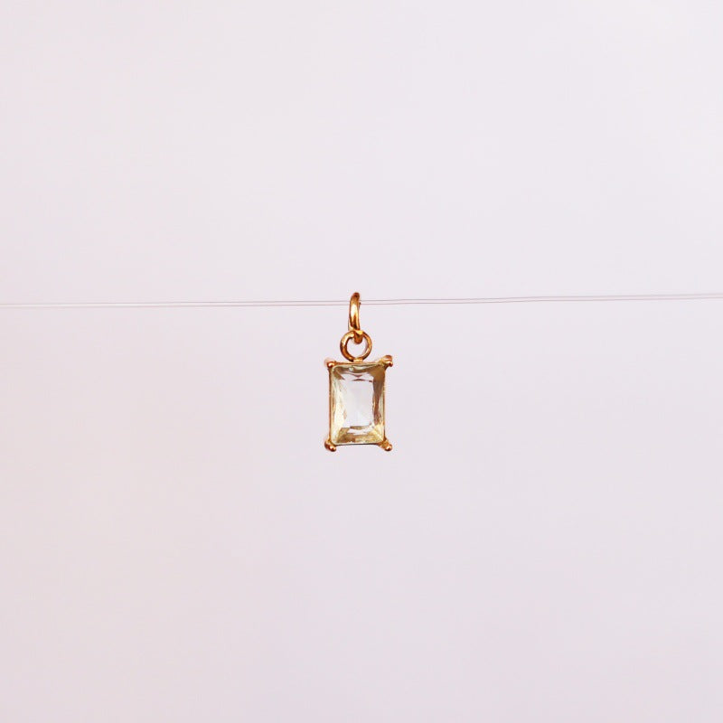 Wholesale stainless steel DIY twelve birthday stones colored zircon lock 18K gold plated pendant