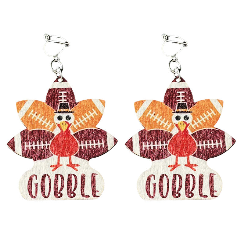 Wholesale 2 pairs/pack Thanksgiving Series Cartoon Wooden Retro Earrings