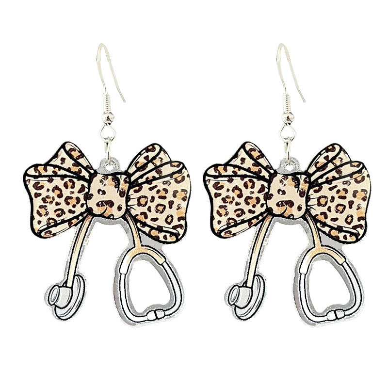 Wholesale 2pcs/ pack Acrylic Nurse Stethoscope Bow Pill Earrings
