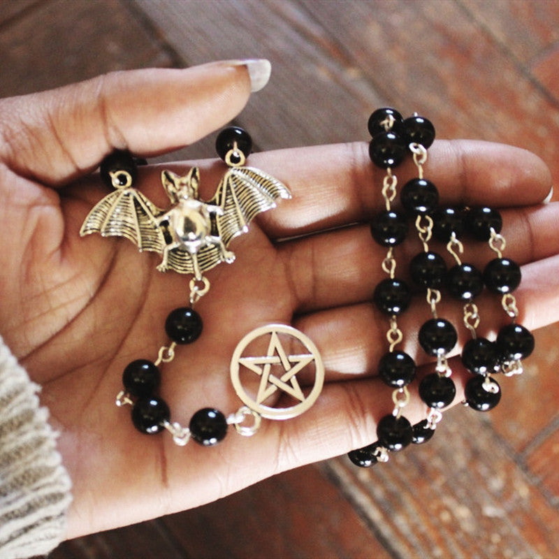 Wholesale Gothic dark style bat five-pointed star  necklace