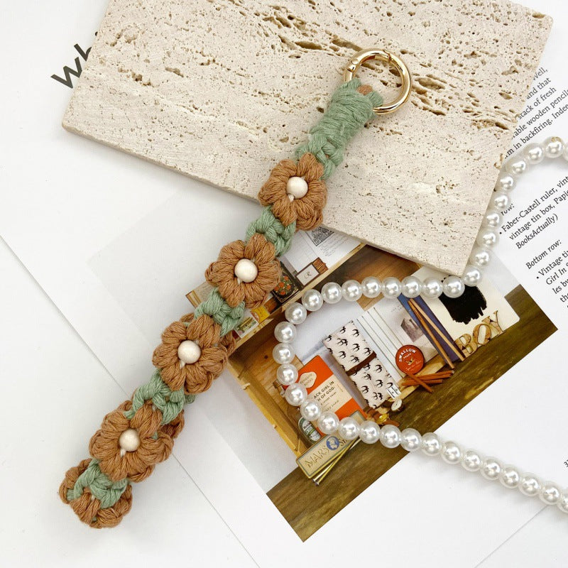 Wholesale Wooden Beads Flower Heart Small Daisy Flower Keychains ACC-KC-Huaien005