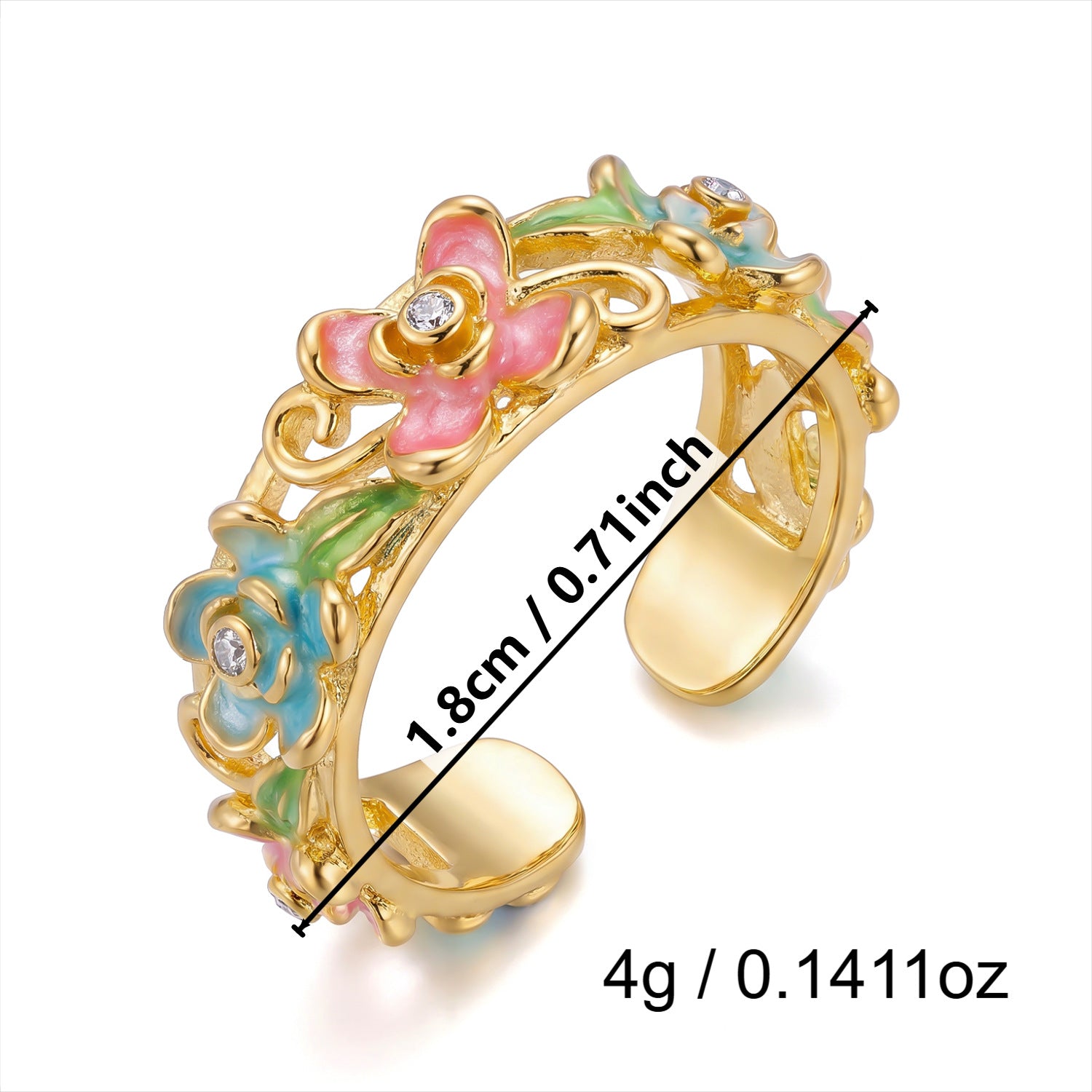 Wholesale Retro Enamel Flower Open Bangle For Women Hollow Out Copper Jewelry Accessory Boutique Resale Party Gift