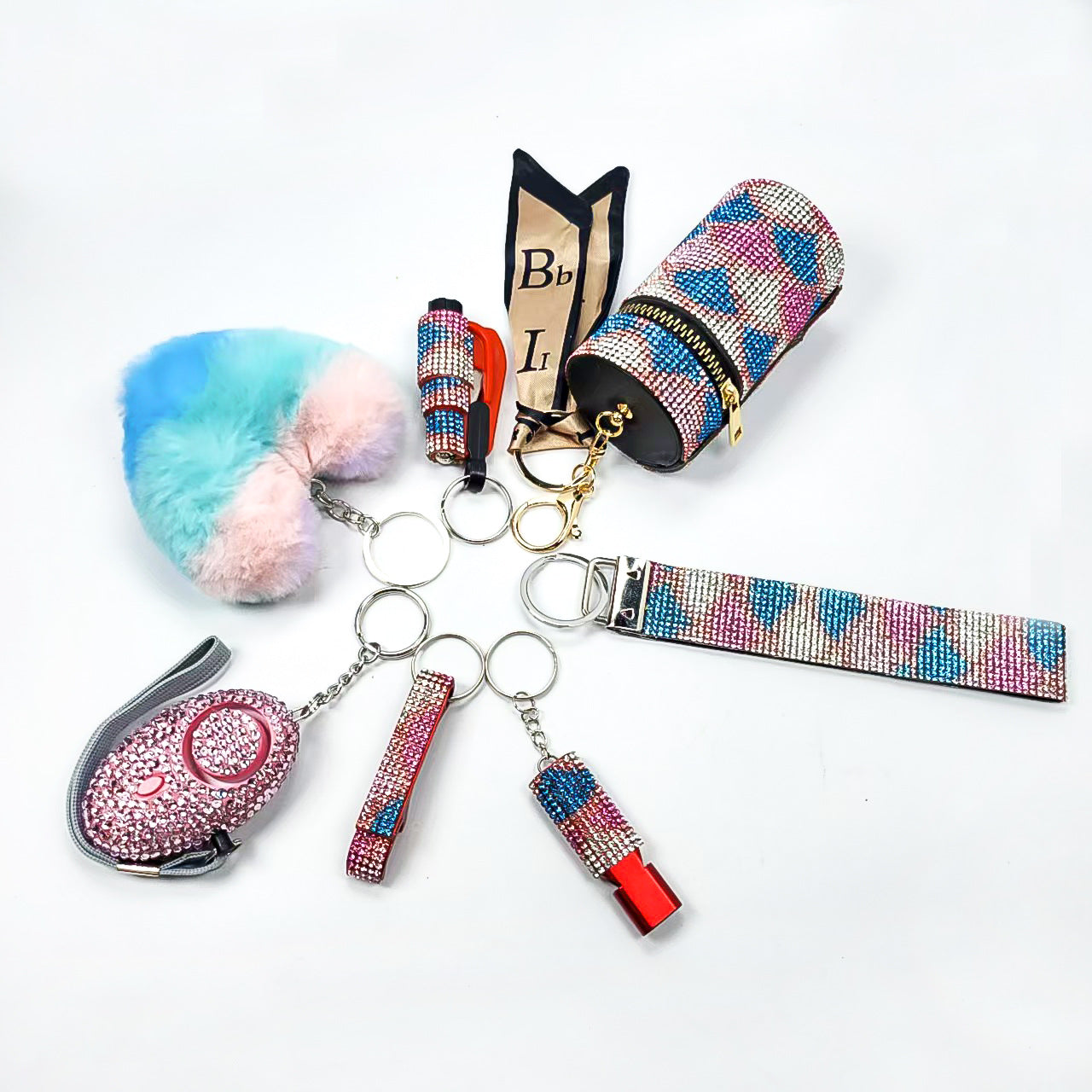 Wholesale  Colorful Outdoor DIY Keychain 7-piece Set Jewelry Accessories Keychain