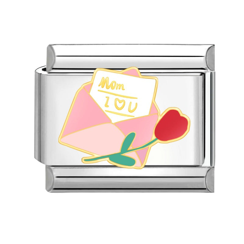 Wholesale Italian Charm Bracelet 9mm DIY Splicing Mother's Day Series Stainless Steel Composable Bracelet