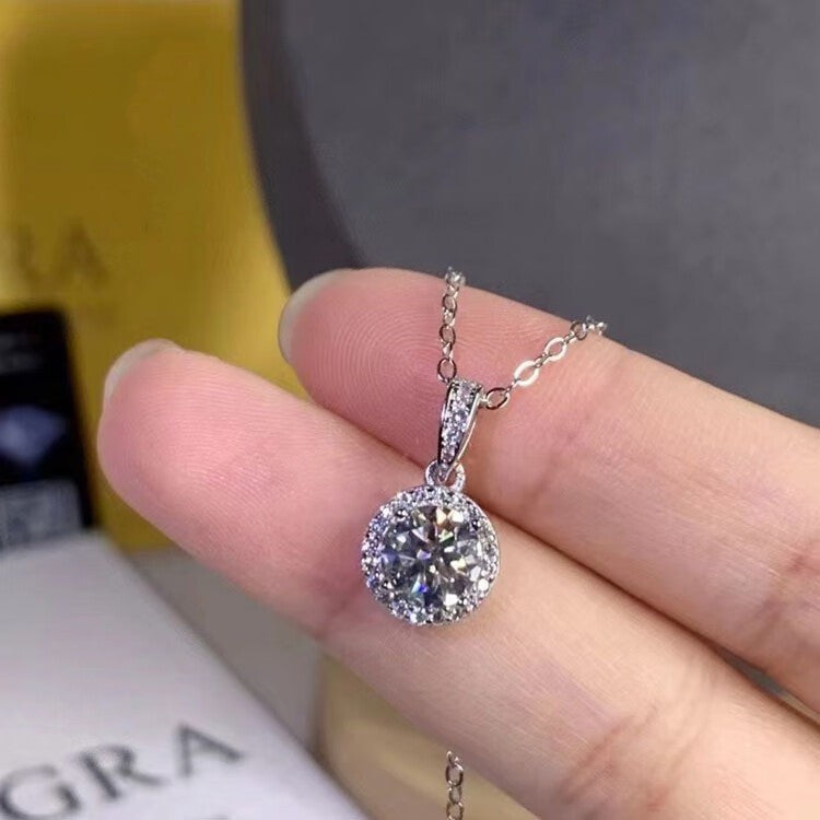 Wholesale S925 sterling silver round diamond necklace