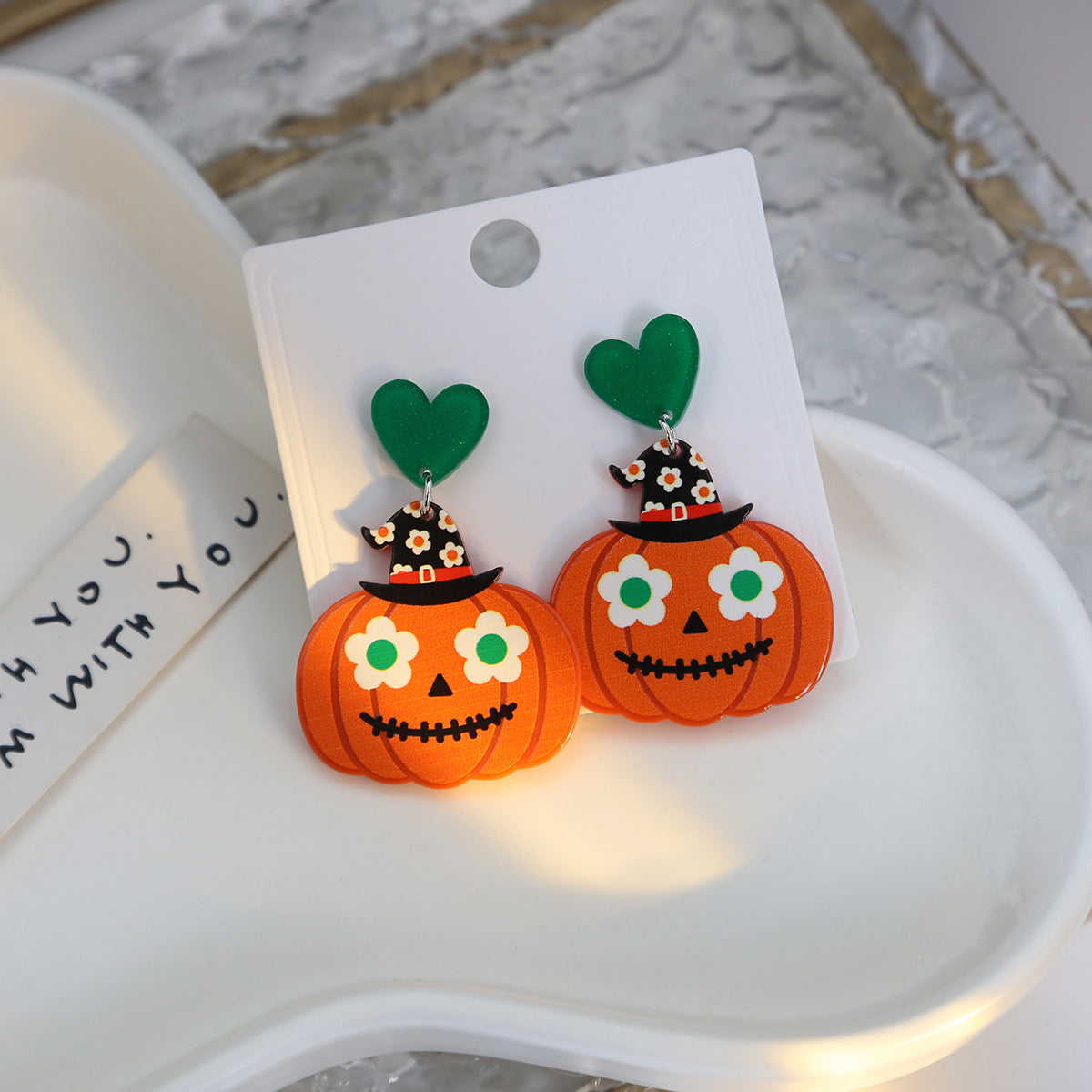 Wholesale Cartoon Pumpkin Halloween Acrylic Earrings ACC-ES-MDD031