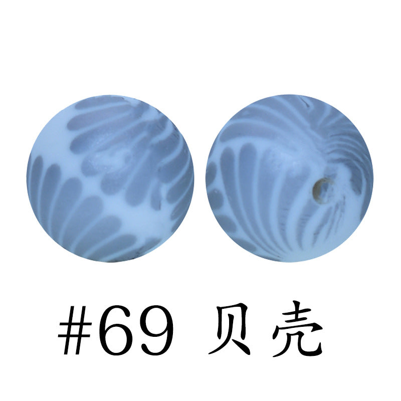 Wholesale 50pcs 15mm Western Style Leopard Skull Color Aztec Printed Silicone Balls Beads ACC-BDS-HeSheng009