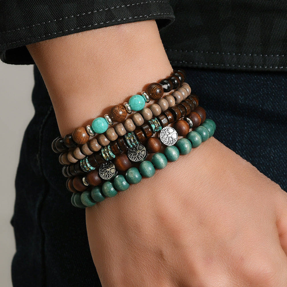 Wholesale Bohemian Retro Style Wood Beads Beaded Bracelet