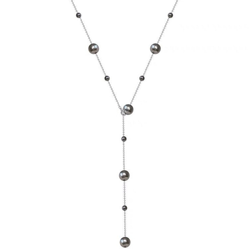 Wholesale Titanium Steel 18K Gold Plated Long Tassel Bead Chain Necklace