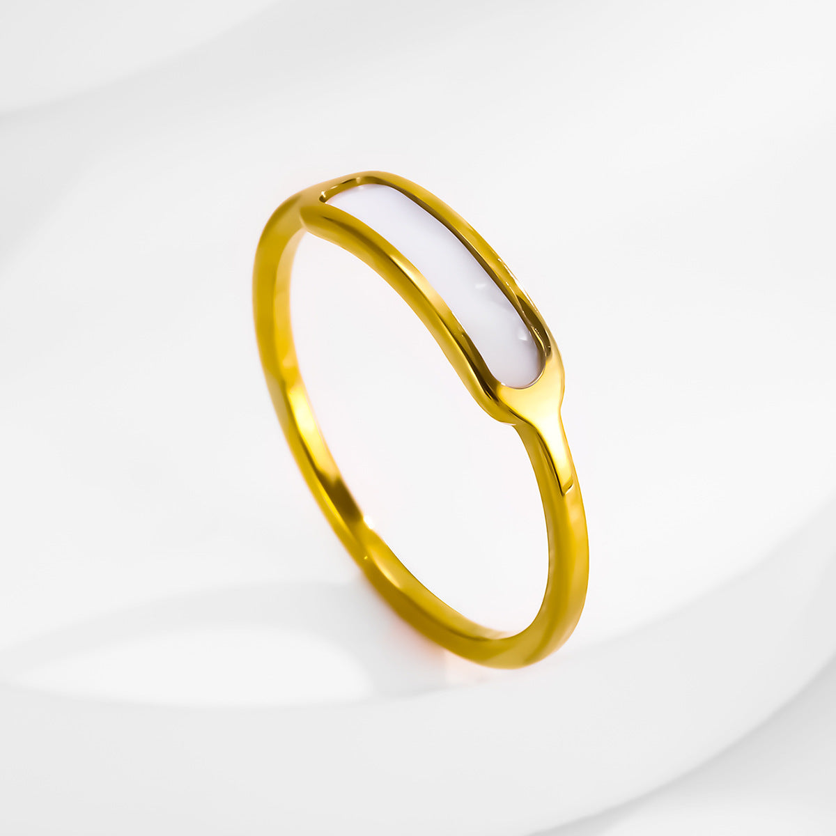 Wholesale Titanium Steel White Shell Ring