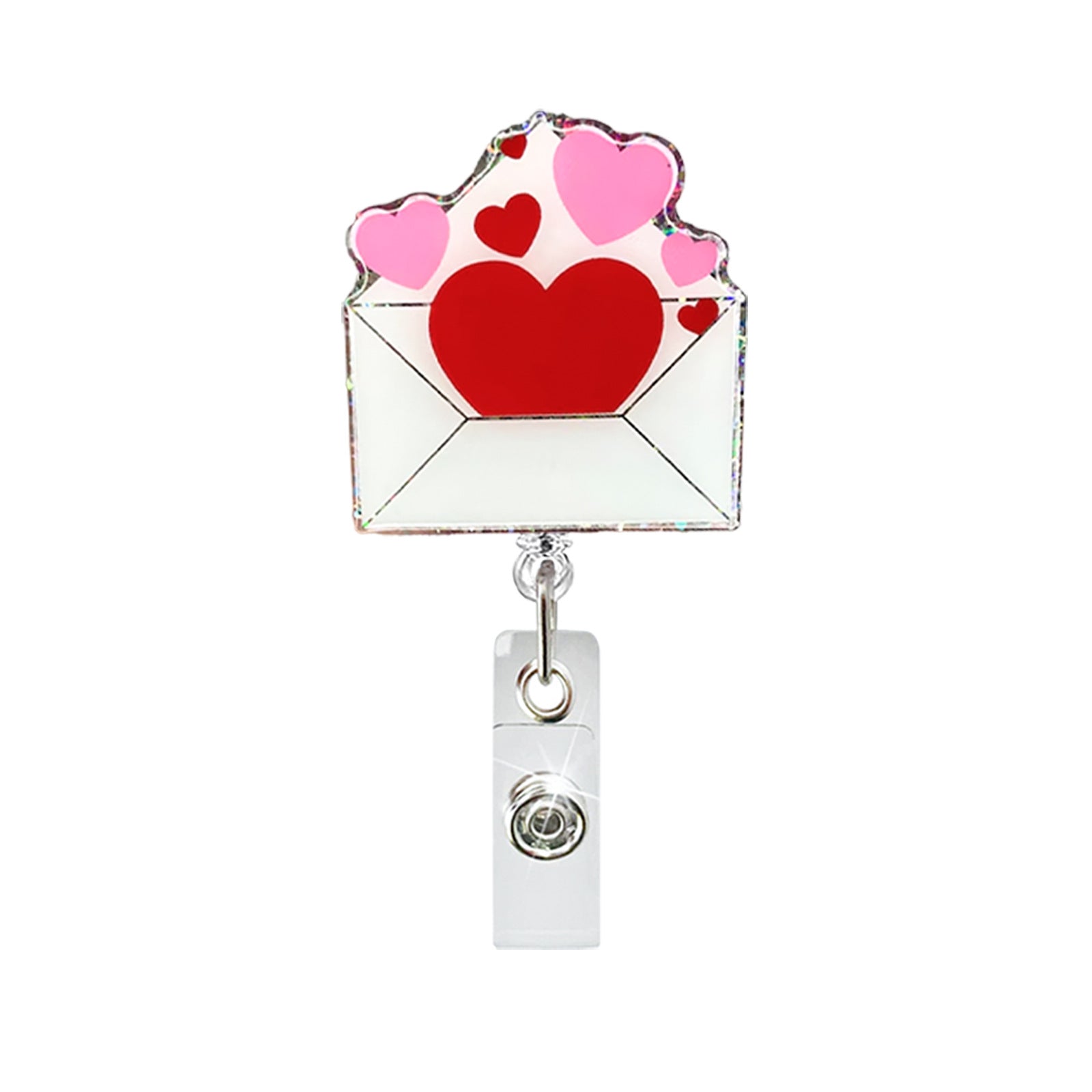 Wholesale Valentine' s Day  love letter heart-shaped acrylic Badge Reels