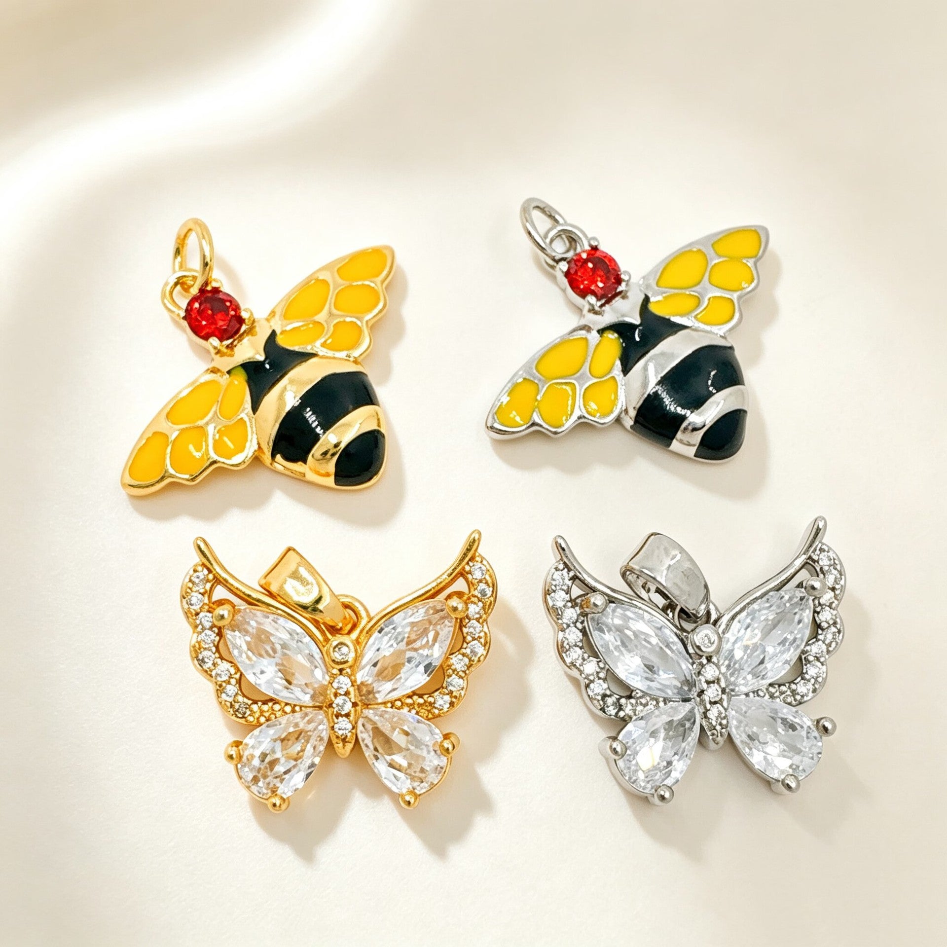 Wholesale Trendy Bee Butterfly Necklace Copper Electroplated Layering Jewelry Gift for Women