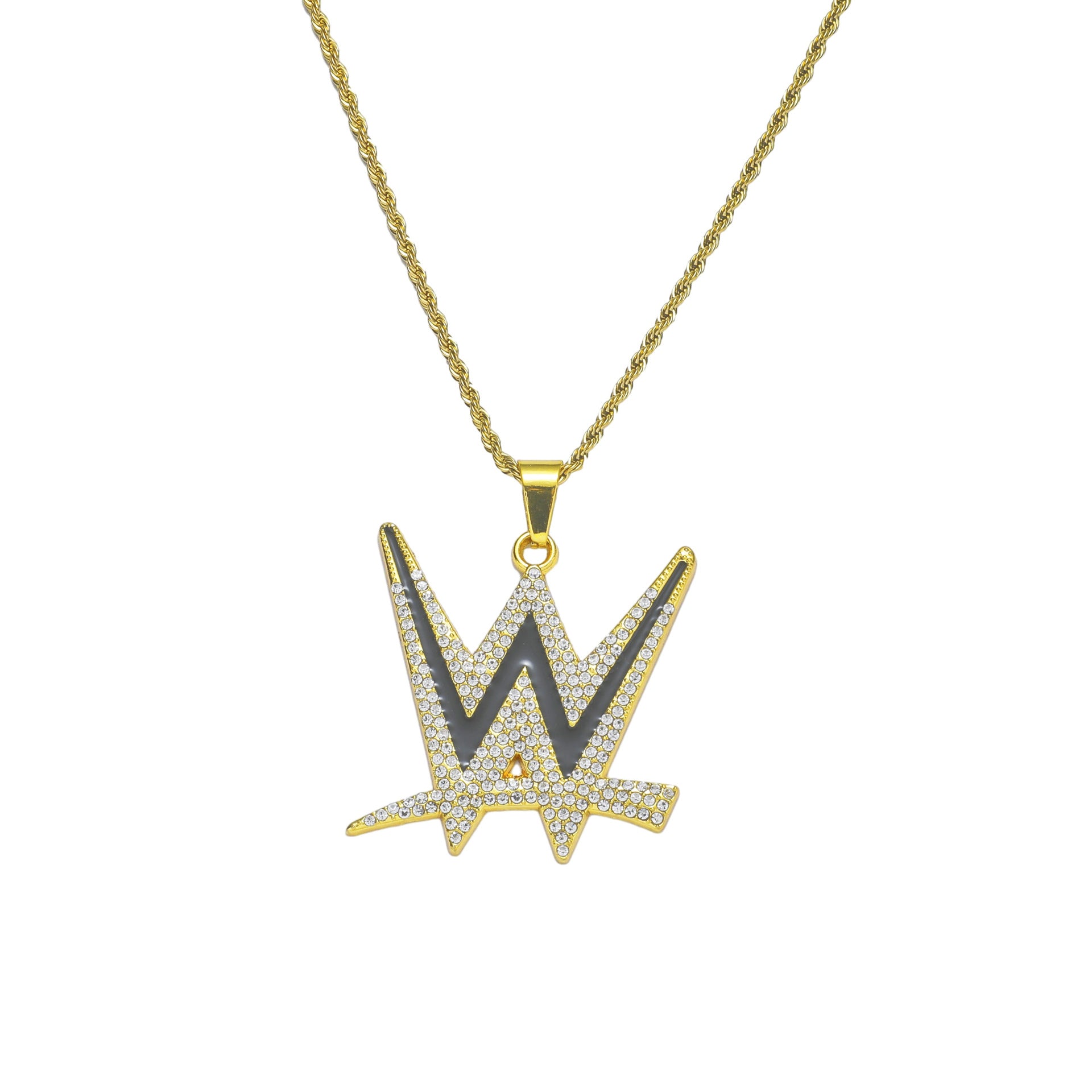 Wholesale Hot Hip Hop Pendant Necklace Fashion Trend Men's Letter W Diamond Necklace
