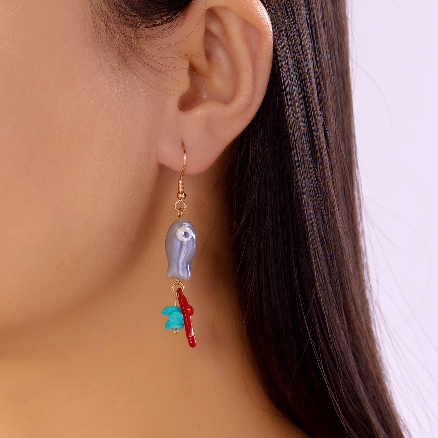 Wholesale Ocean element starfish and fish pendant earrings