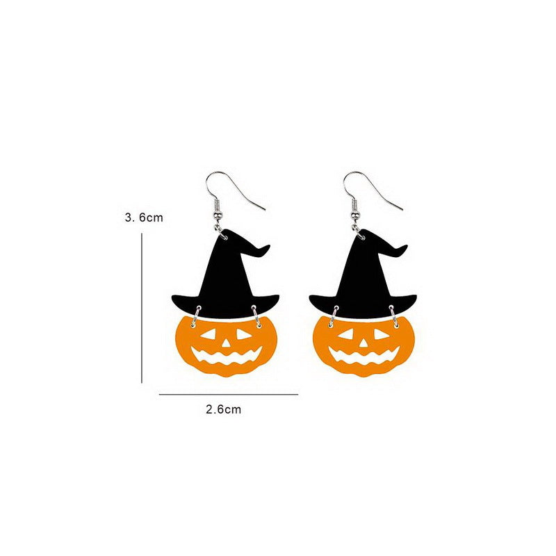 Wholesale Acrylic  Earrings Dark Gothic Skull And Pumpkin Design Trendy Fashion Jewelry Accessory For Gift And Resale