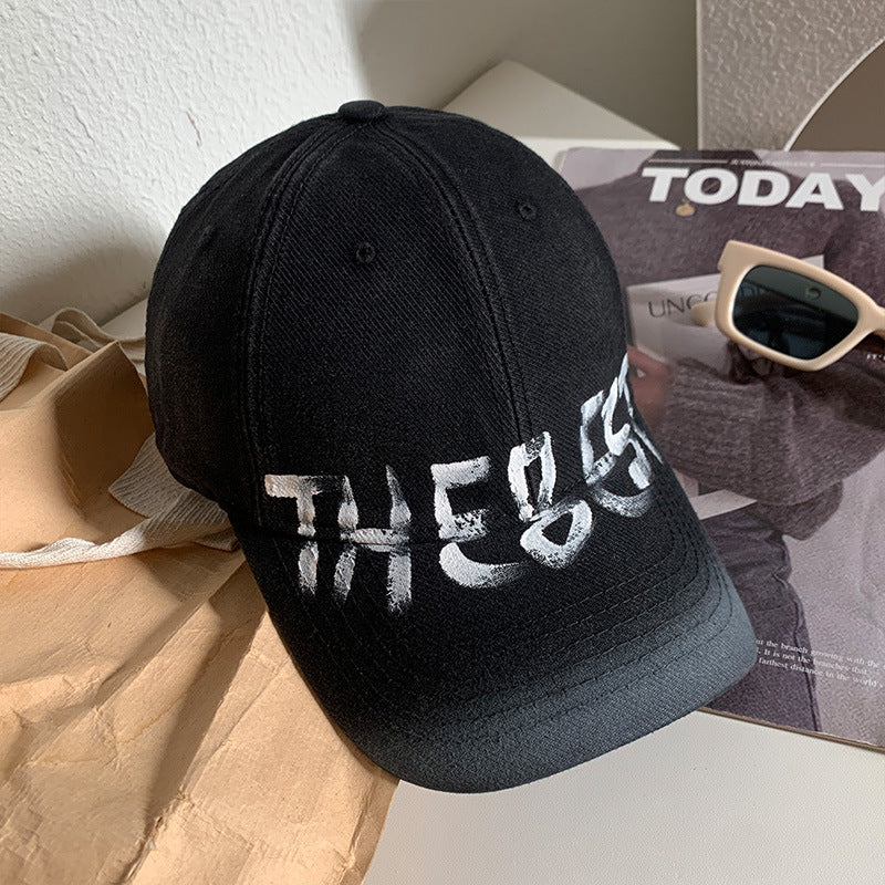 Wholesale Washed old letters retro wide soft top hat