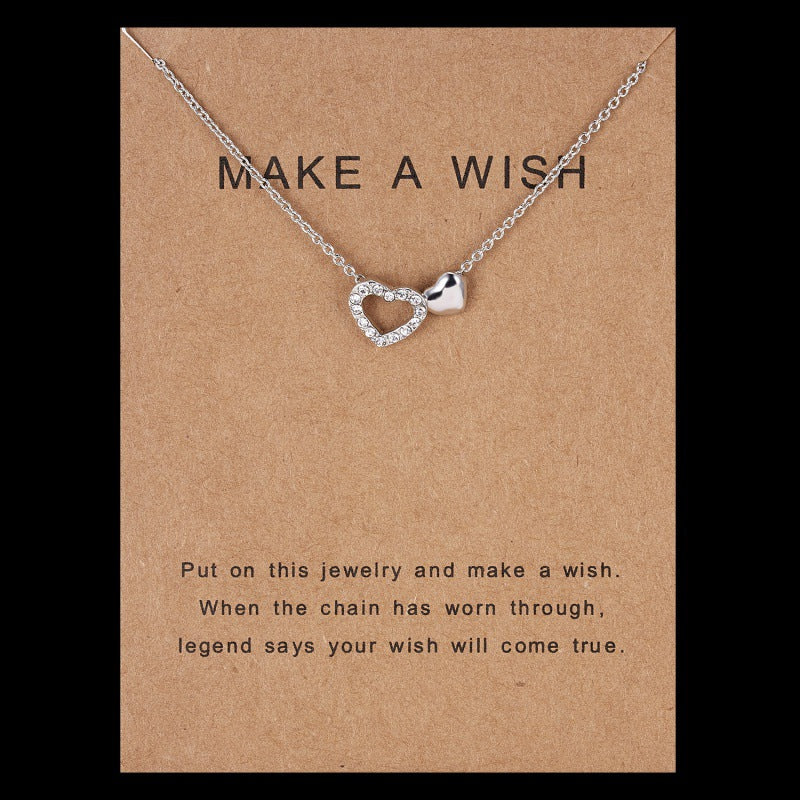 Wholesale  necklace paper card diamond hollow heart pendant clavicle chain