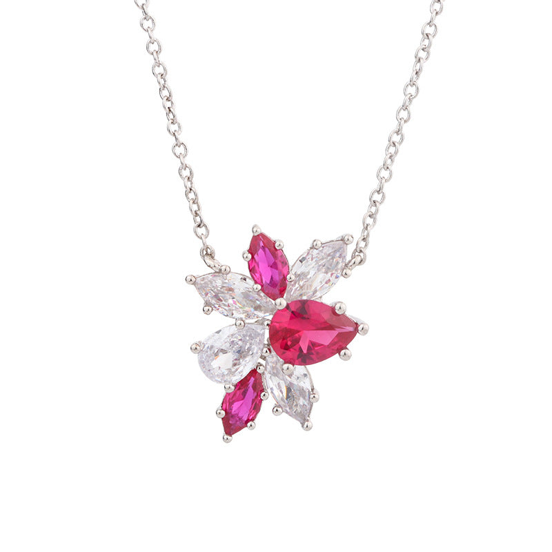 Wholesale  flower cluster necklace female V gold water drop  irregular pendant flower necklaces