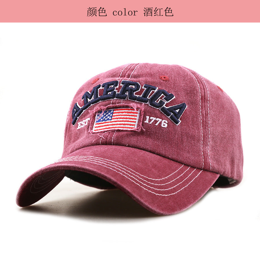 Wholesale Trendy American Flag Embroidered Baseball Cap,  Solid Black Unisex Sun Protection Hat,  Fashion Boutique Resale Gift