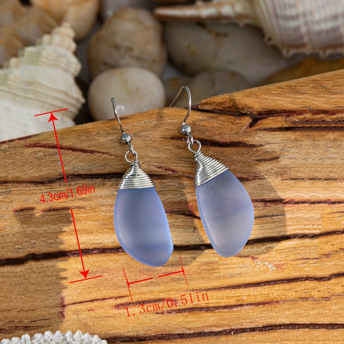 Wholesale Seaside holiday style colored sea glass earrings