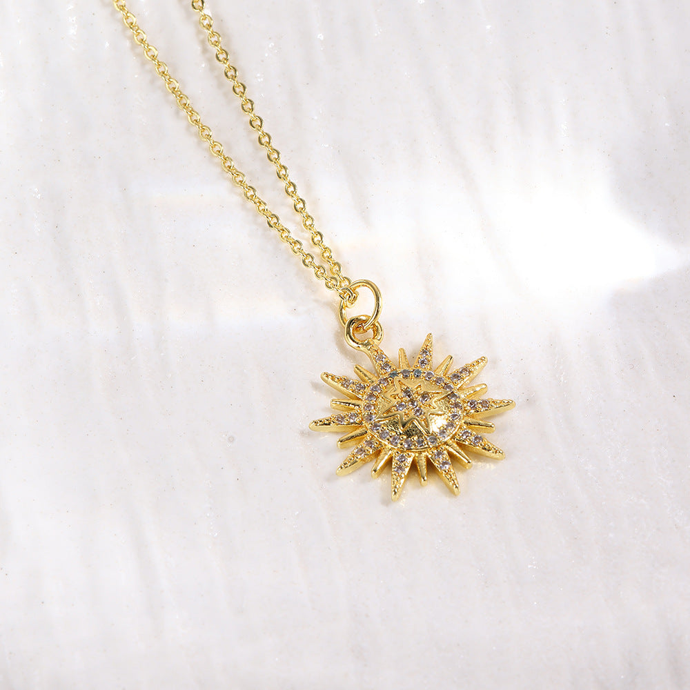 Wholesale Plated 18K Round Five-Pointed Star Necklace