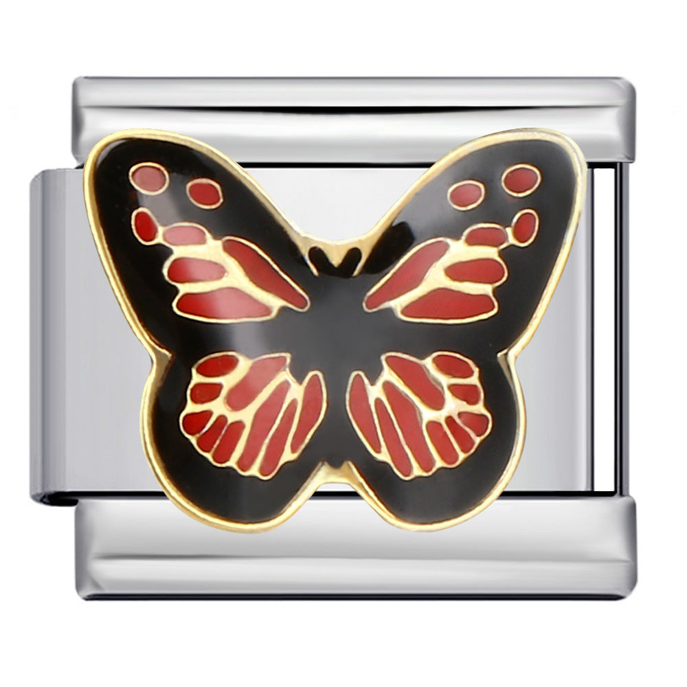 Wholesale Colorful Butterfly Italian Charm Bracelet DIY Stainless Steel Jewelry Accessory for Resale