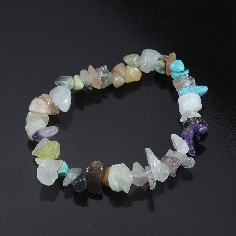 Wholesale Natural colorful gravel hand-woven elastic boho bracelet