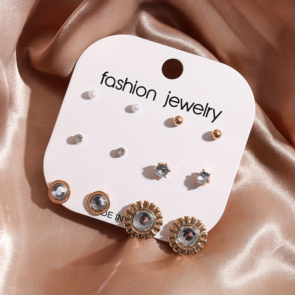 Wholesale All-match white stone earring set