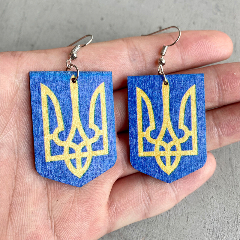 Wholesale 3 pairs/pack National Emblem Earrings Support Color Sunflower Wooden Earrings