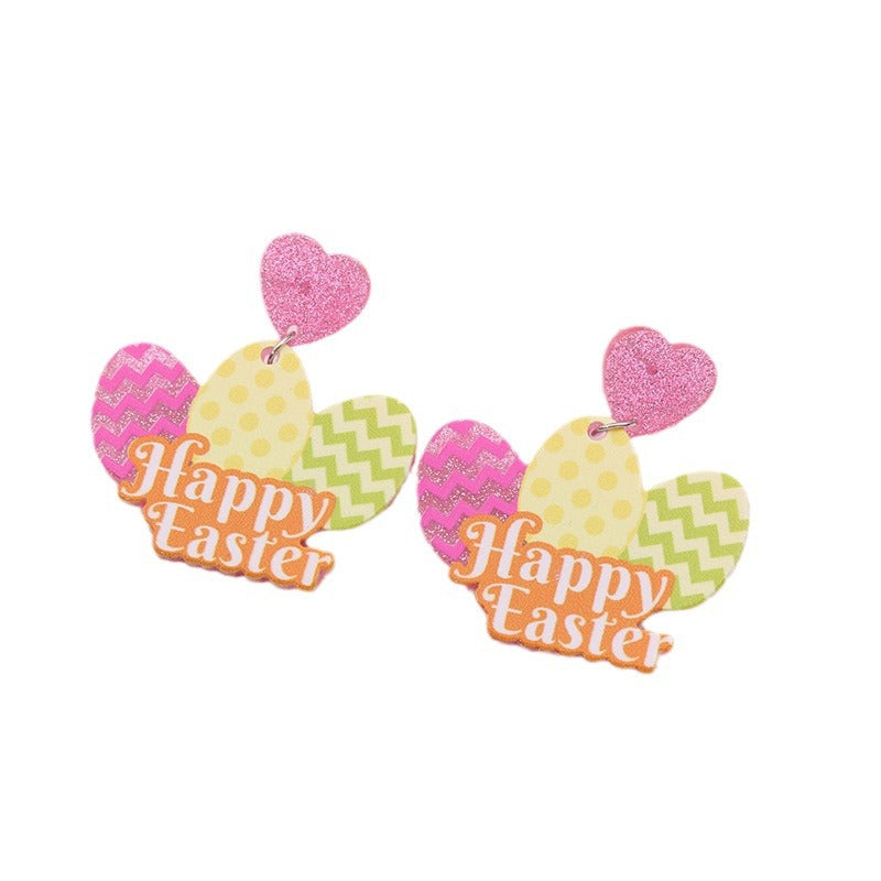 Wholesale Acrylic Easter Bunny Egg Earrings