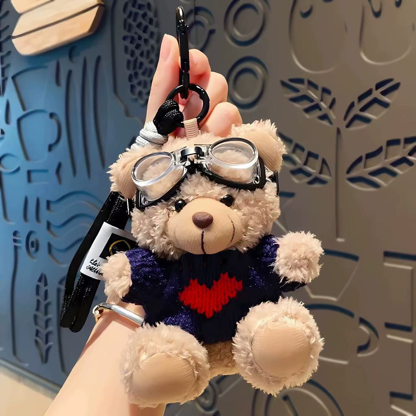 Wholesale pilot bear plush pendant keychain