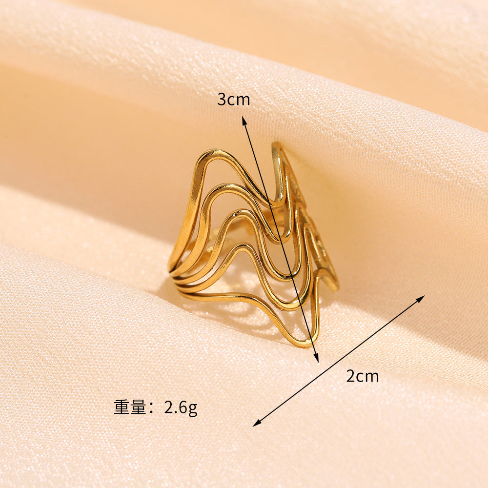 Wholesale Light Luxury Style Geometric Titanium Steel Ring - Fashion Jewelry Accessory for Gift or Boutique Resale