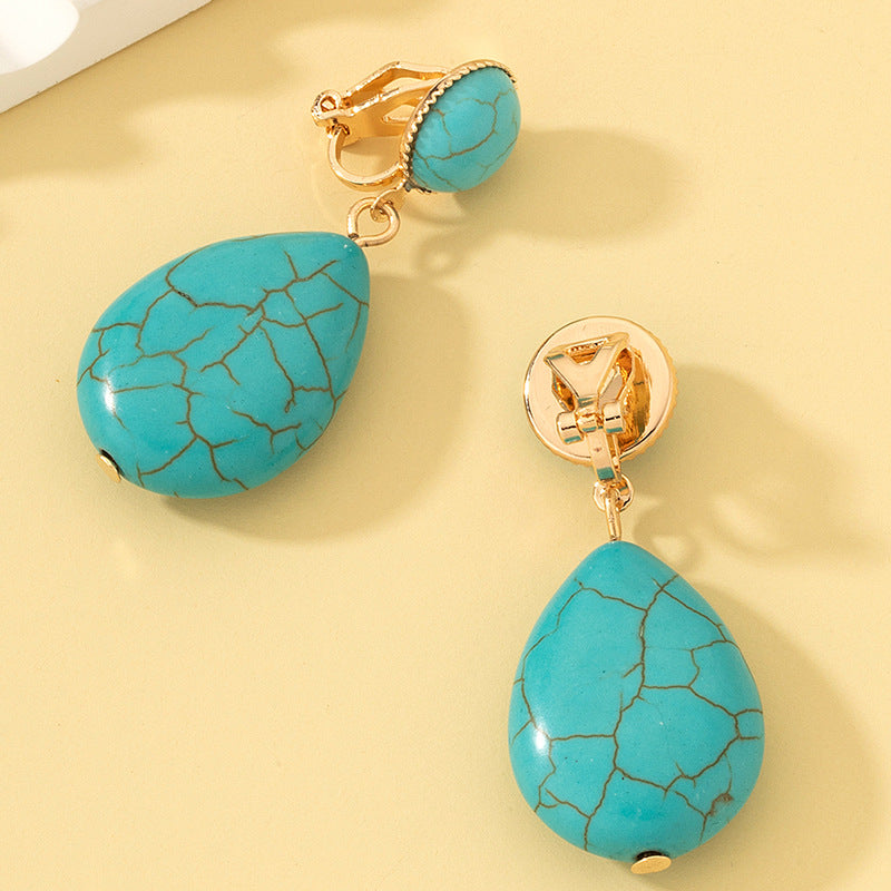 Wholesale Geometric Ethnic Style Turquoise Earrings Electroplated Party Wear Gift