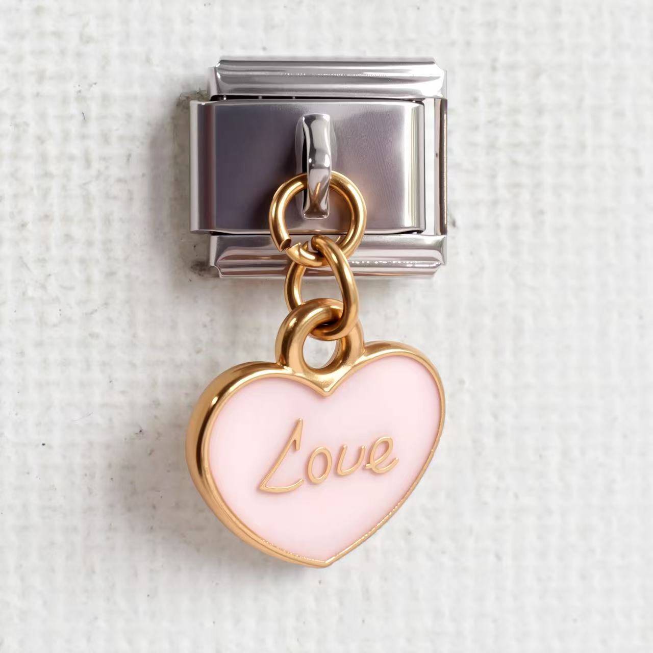 Wholesale 5pcs/pack Makeup &  Accessories Enamel Italian Charms Single Section Creative Stainless Steel Composable Bracelet