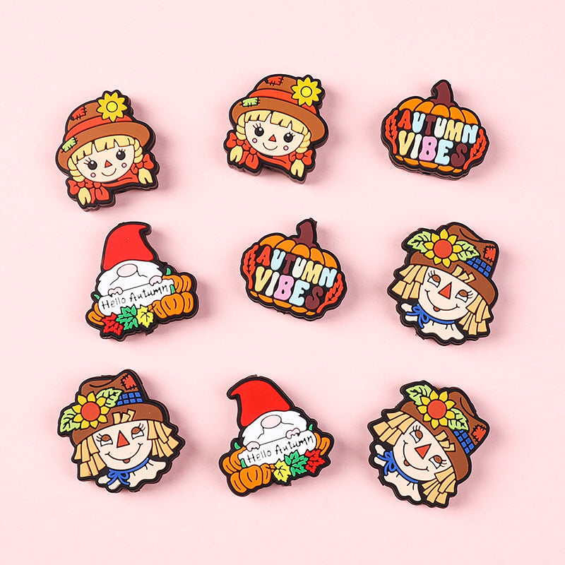 Wholesale 20pcs Cartoon Scarecrow Silicone Beads Focal Beads DIY Beaded Pen Accessories ACC-BDS-RongFa015