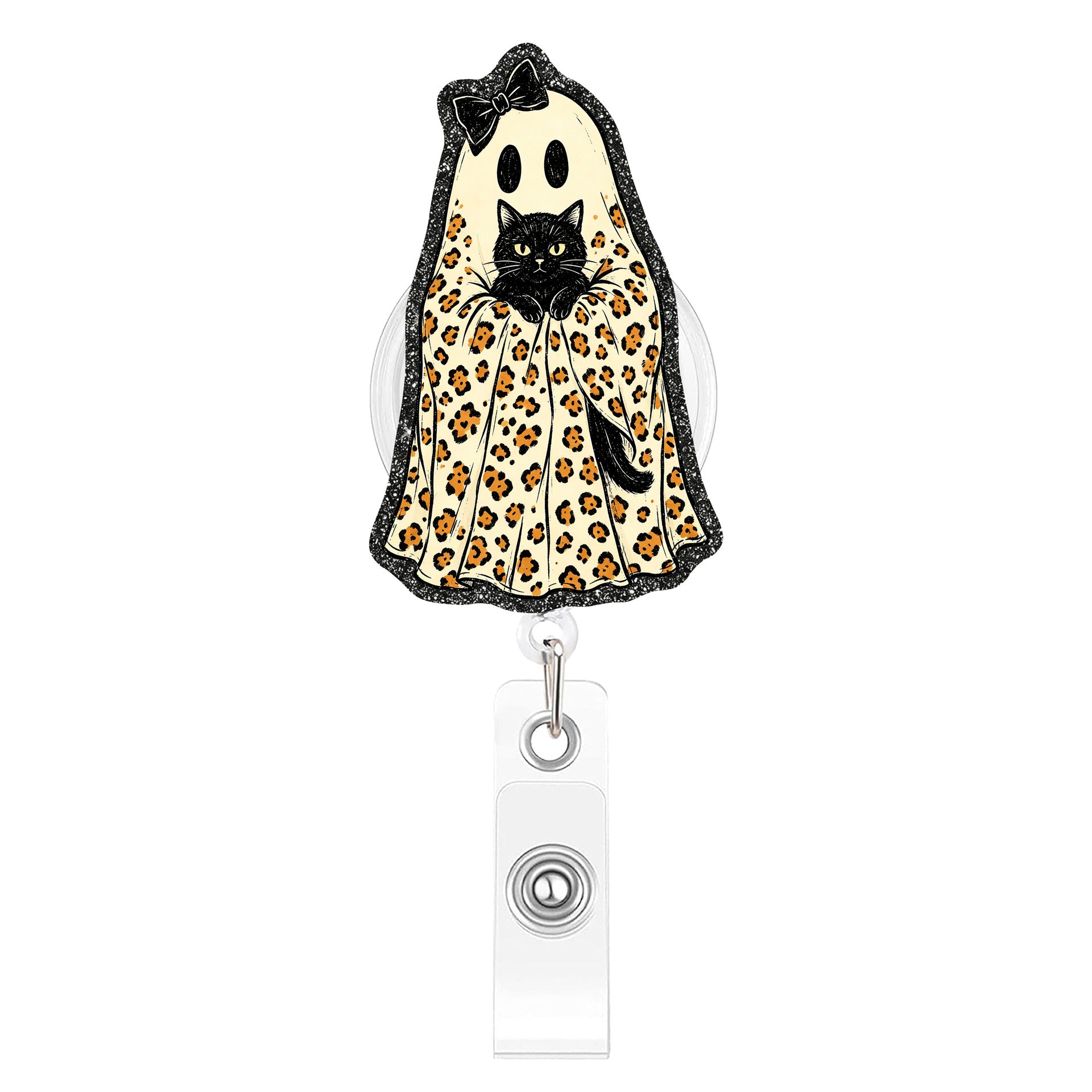 Wholesale Retractable Badge Holder With Leopard Print  Ghost Design For Office Party Bag Charm And Car Key Accessory