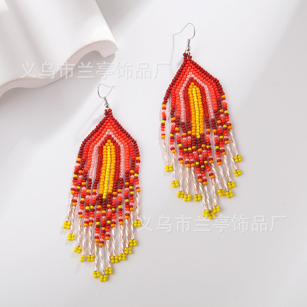 Wholesale Bohemian Retro Gradient Color Tassel Earrings ACC-ES-Lant001