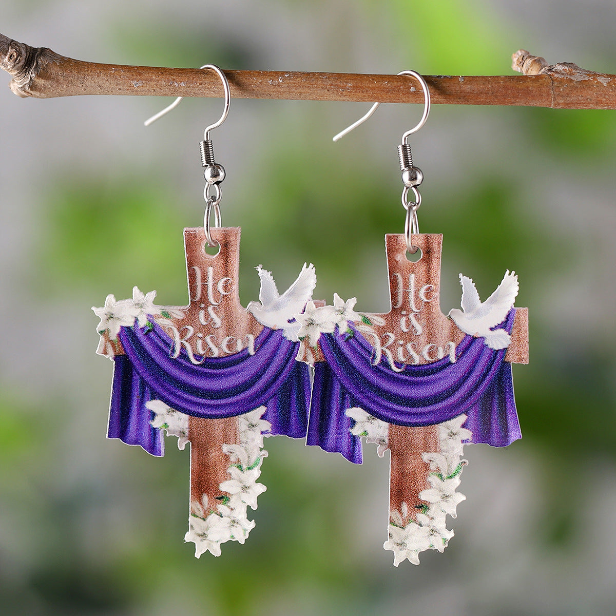 Wholesale Dove Lily Cross Earrings