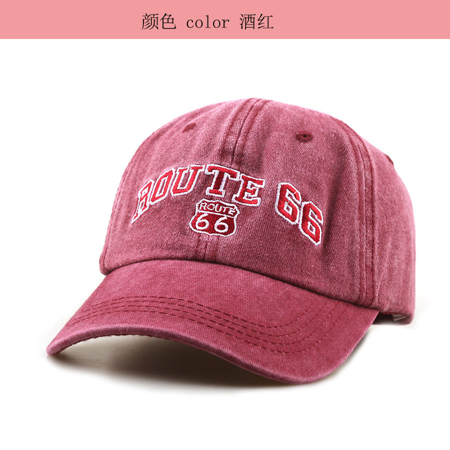 Wholesale Stylish Black Baseball Cap with Route 66 Letter Embroidery,  Outdoor Sun Protection Hat for Sports,  All-Season Casual,  Boutique Resale