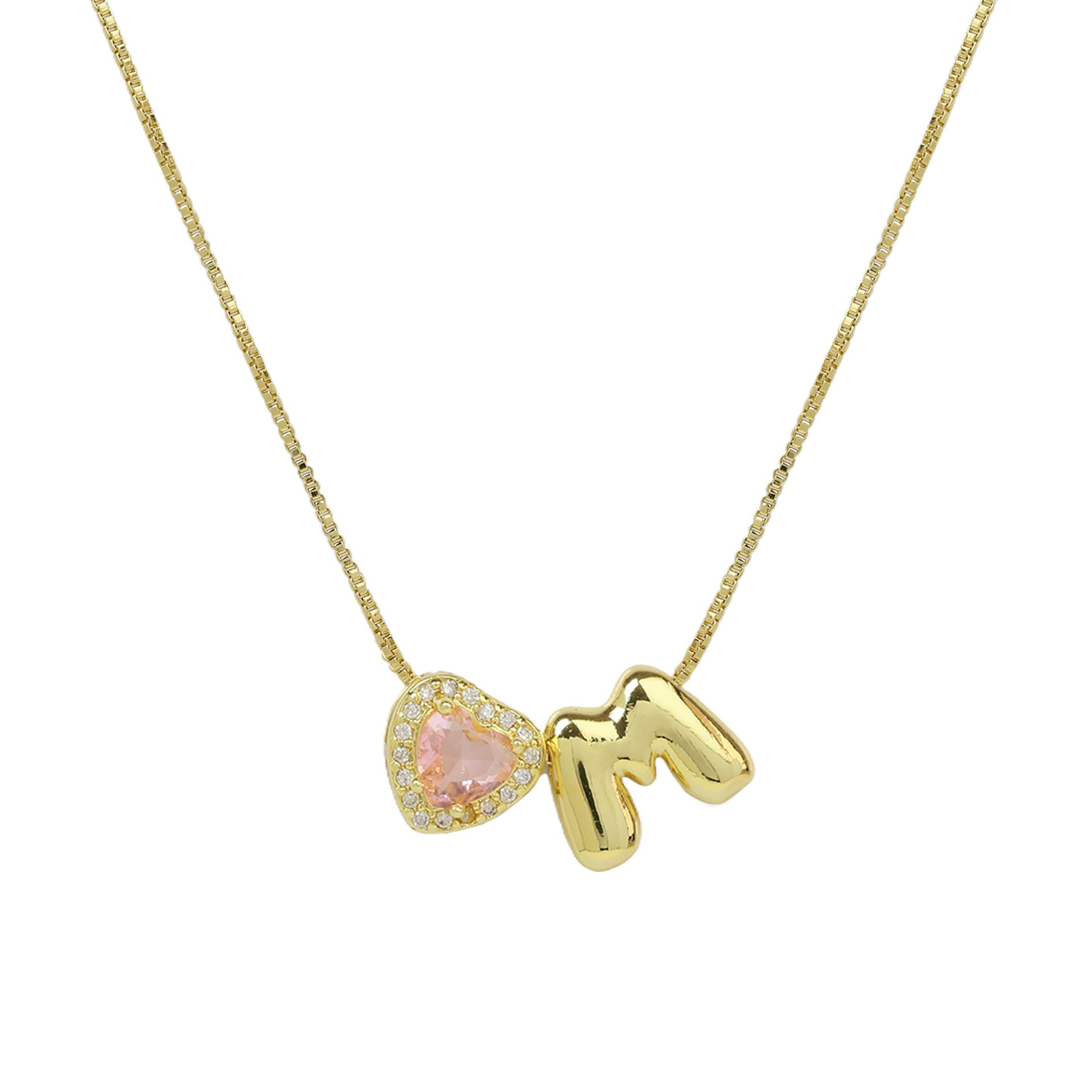 Wholesale Cute bubble 26 English letters love heart clavicle necklace
