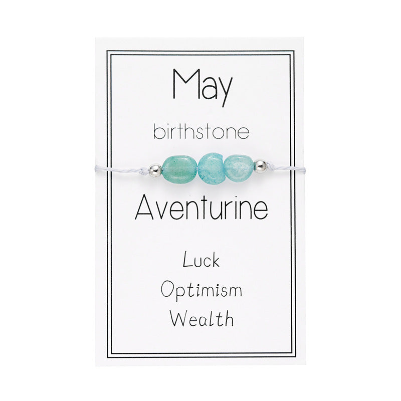 Wholesale irregular stone 3 birthstone card bracelet