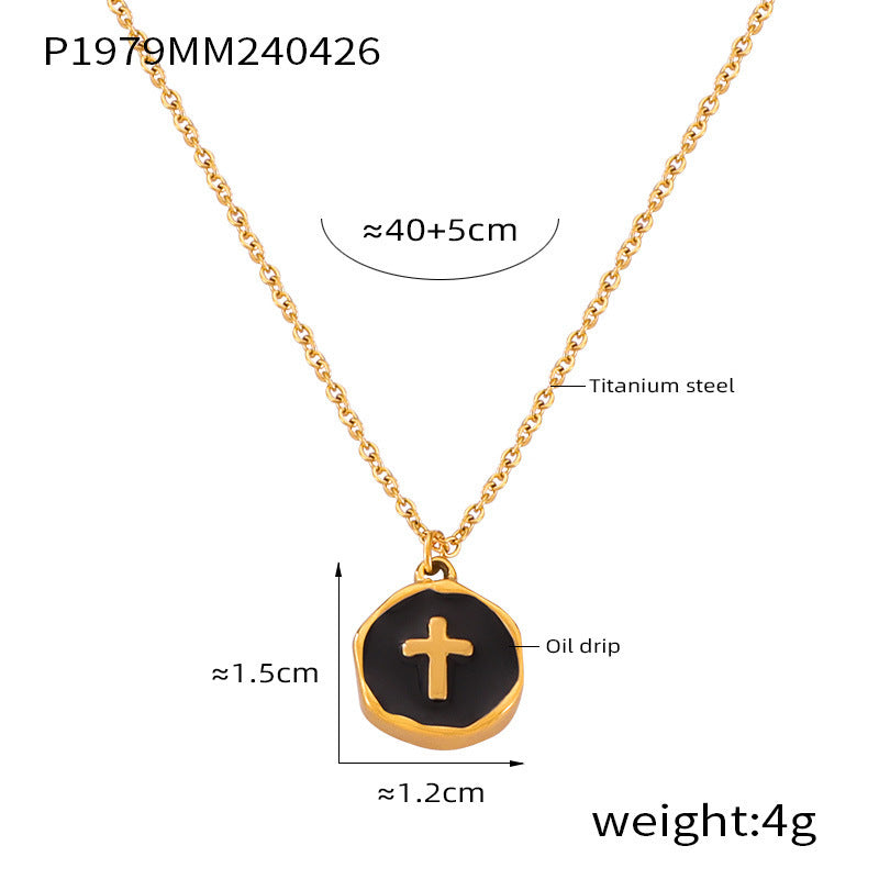 Wholesale Heart Tassel Cross Titanium Steel Necklaces ACC-NE-OMK006