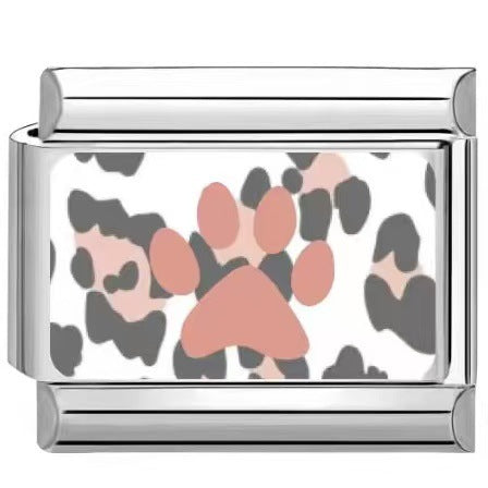 Wholesale Trendy Paw Print Leopard Pattern DIY Stainless Steel Bracelet Charms Jewelry Accessory
