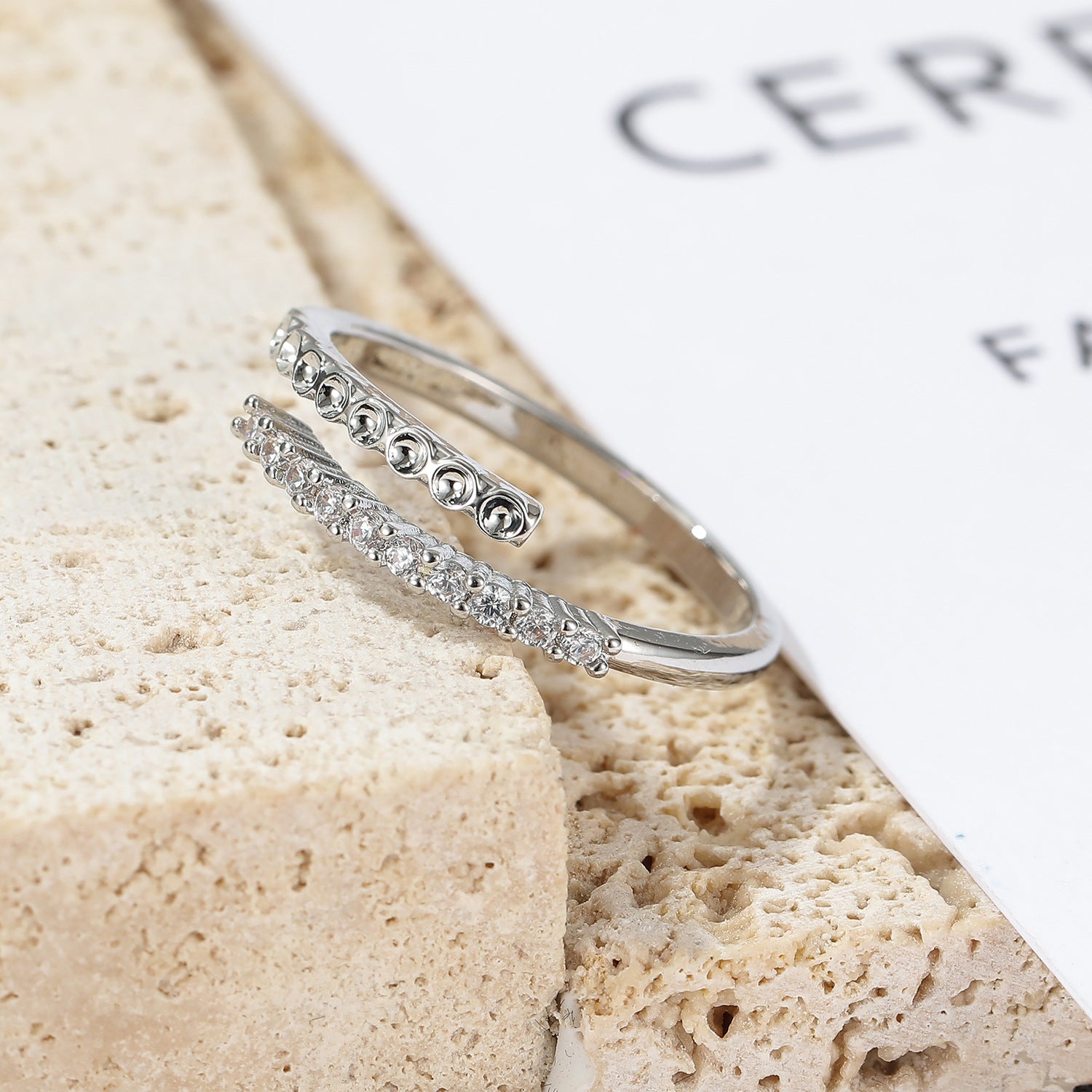 Wholesale Open adjustable full Broken Diamond Row Diamond ring