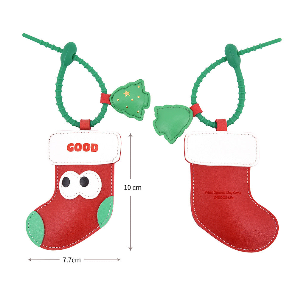 Wholesale Christmas Tree Keychain PU Leather Cartoon Pendant Gift