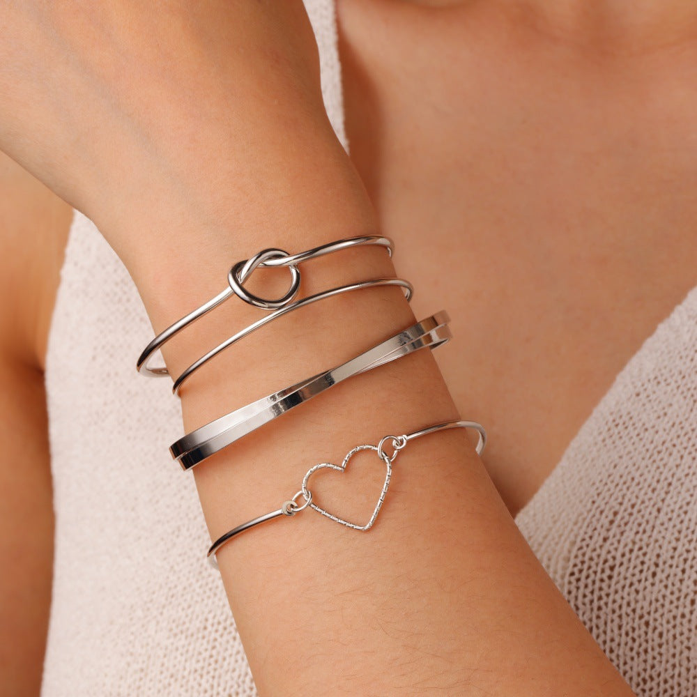 Wholesale Layered Cross &  Flower Pendant Jewelry Set,  Alloy Bracelet Bangle,  Boutique Resale