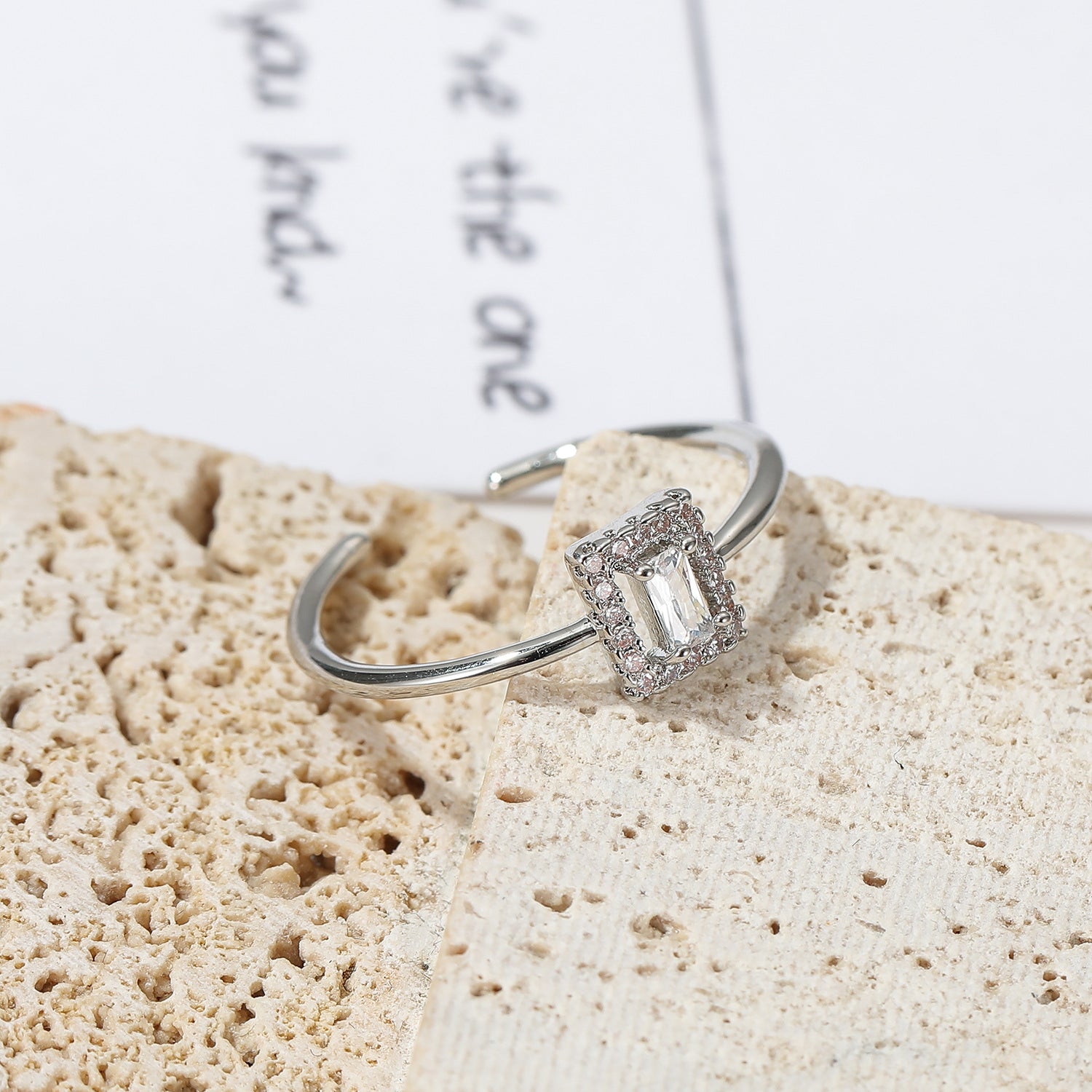 Wholesale  Square Diamond Ring Light Luxury Zircon Adjustable Opening Rings