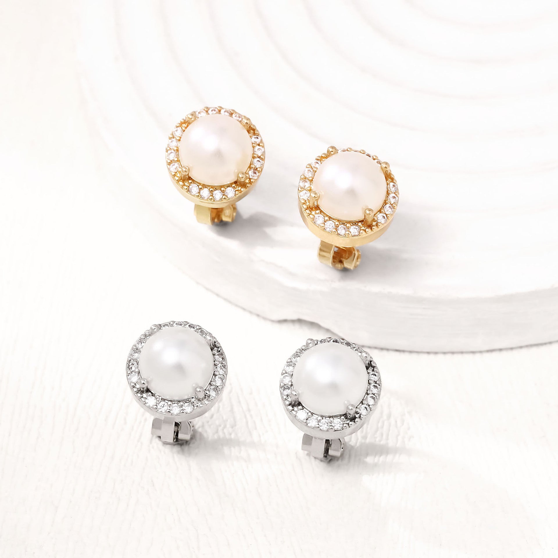 Wholesale  fashion copper earrings pearl zircon ear clip